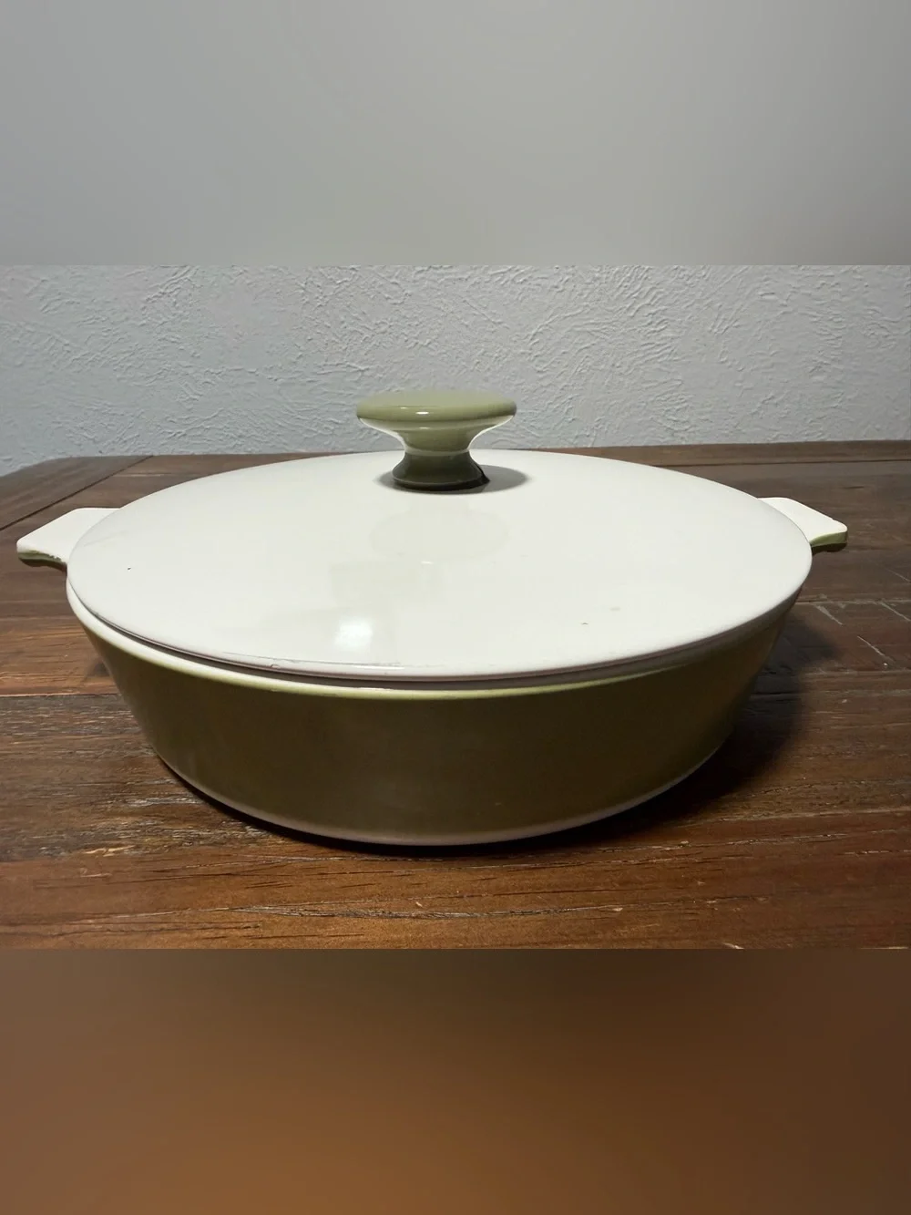 Vintage avocado green Corning ware